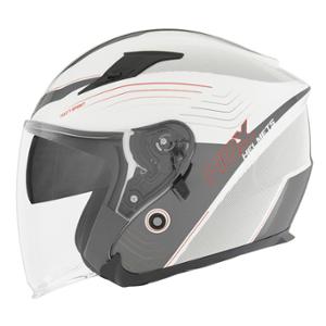 CASQUE JET DOUBLE ECRAN NOX N128 SPIRIT BLANC VERNI / ROUGE T53-54 XS