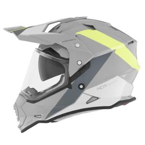 CASQUE CROSS DOUBLE ECRAN NOX N312 BLOCK GRIS NARDO / JAUNE FLUO T53-54 XS