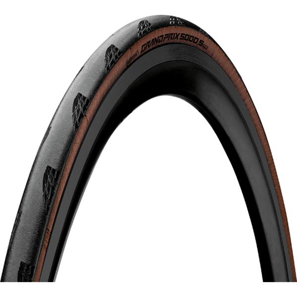 PNEU ROUTE 700X25C TS CONTINENTAL "GP 5000 S" TLR NOIR / MARRON (25-622)