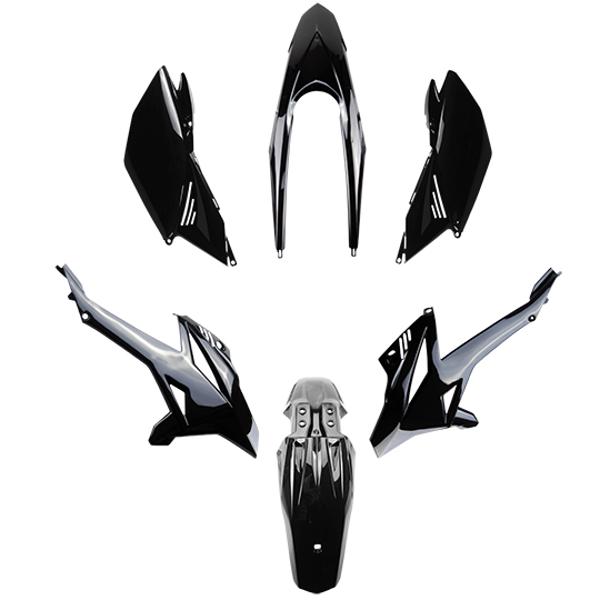 BODY KIT -GEARED 50cc- TUN'R FOR BETA 50 RR 2012->2022  BLACK  - 6 PARTS