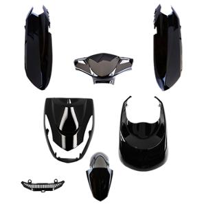 BODY KIT -SCOOTER- TUN'R FOR KISBEE 2 & 4 STROKE 2010->  PAINTED VARNISHED BLACK  - 7 PARTS