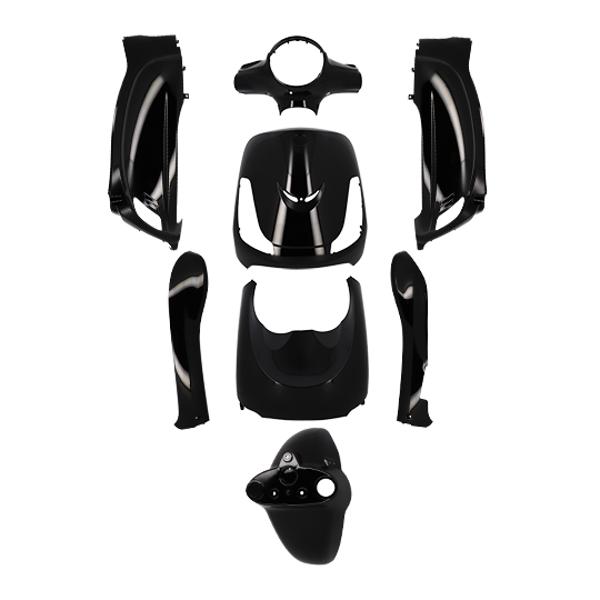KIT CARROSSERIE / CARENAGE  SCOOTER TUN'R SYM FIDDLE 2 4TPS 2008-2014 (NOIR VERNIS )- 8 PCS