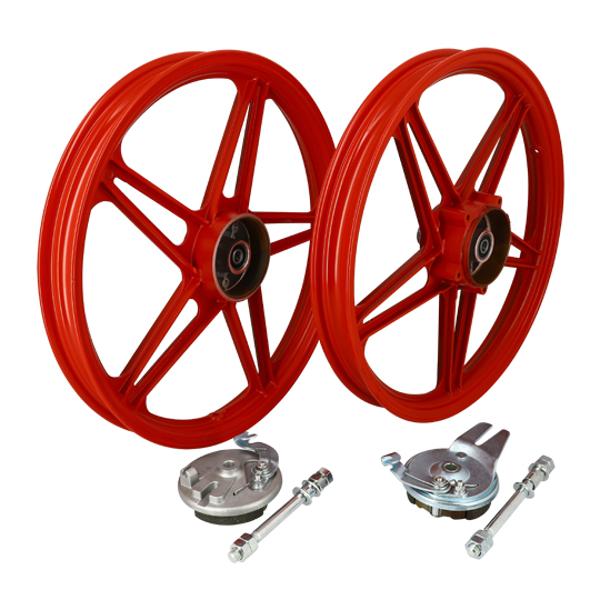 JANTE CYCLO 17'' X1.6  ADAPT. PEUGEOT 103 MVL / VOGUE / CHRONO TYPE BERNARDI ROUGE  (AV+AR)