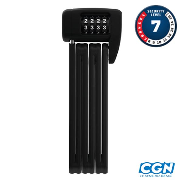 BICYCLE LOCK -FOLDING- BY CODE L 85cm ABUS BORDO COMBO LITE 6055C/85 BLACK + BRACKET