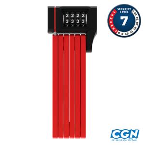 BICYCLE LOCK -FOLDING- BY CODE L 80cm ABUS BORDO UGRIP 5700C/80 RED +  SUPPORT