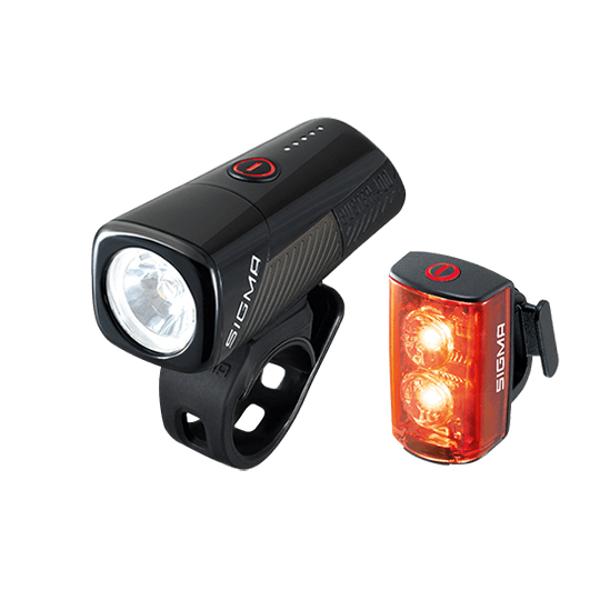 LIGHT BICYCLE RECHARG.USB-C FR+REAR SIGMA LED BUSTER 400 /BUSTER RL 80 BLACK (FRONT HANDLEBAR ATTACH.)