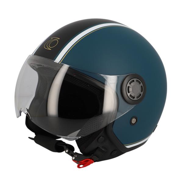 CASQUE JET TRENDY JT-306 BLEU / NOIR MAT  T55-56 S - CE 22-06