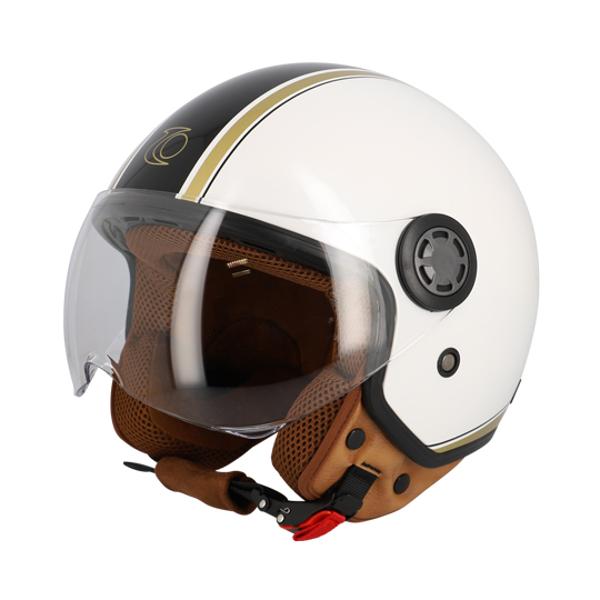 CASQUE JET TRENDY JT-306 BLANC CREME / MARRON CLAIR  T53-54 XS - CE 22-06