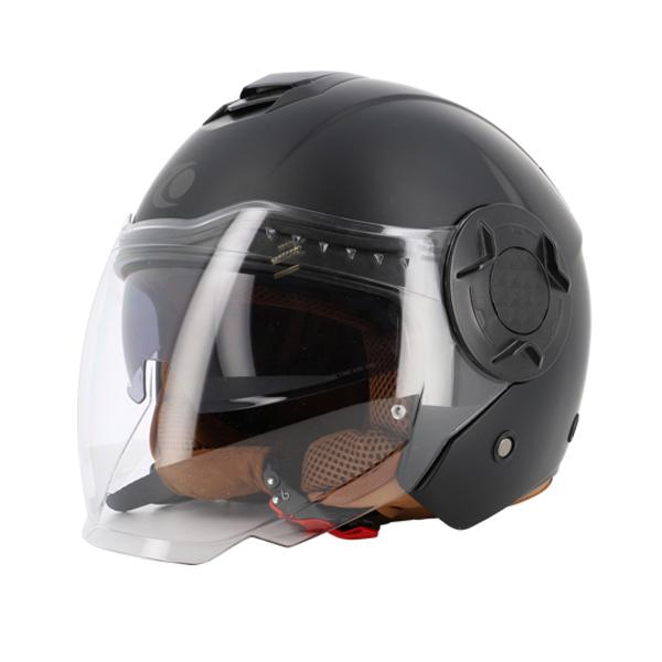 HELMET - OPEN FACE DOUBLE VISOR TRENDY JT-406 DV BLACK MAT/BROWN T5 5-56 S - CE 22-06