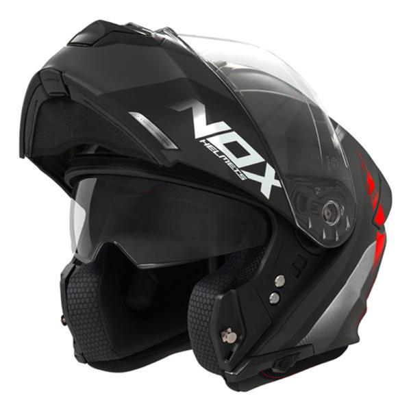 CASQUE MODULABLE NOX N960 CRUZR NOIR MAT / ROUGE T53-54 XS