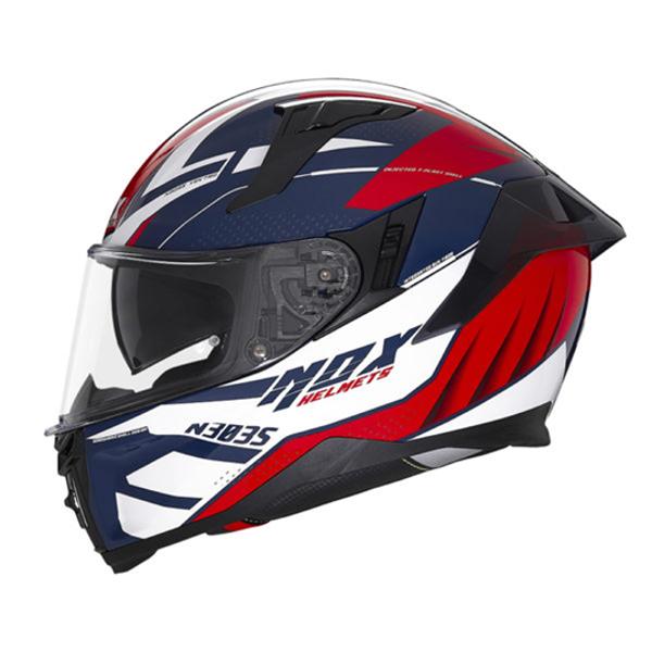 CASQUE INTEGRAL DOUBLE ECRAN NOX N303-S VEKTRA BLEU / BLANC / ROUGE T53-54XS