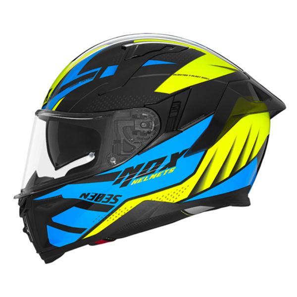 CASQUE INTEGRAL DOUBLE ECRAN NOX N303-S VEKTRA NOIR / JAUNE / BLEU T53-54 XS