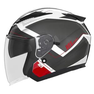 CASQUE JET DOUBLE ECRAN NOX N129 TRIOM BLANC / ROUGE  T57-58 M