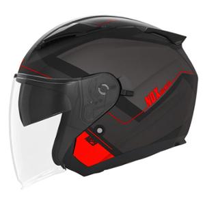 CASQUE JET DOUBLE ECRAN NOX N129 TRIOM NOIR MAT / ROUGE  T61-62 XL