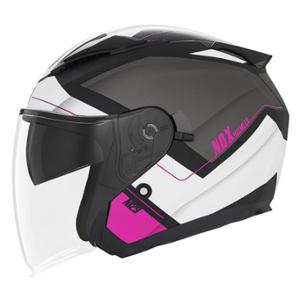 CASQUE JET DOUBLE ECRAN NOX N129 TRIOM NOIR MAT / ROSE T53-54 XS