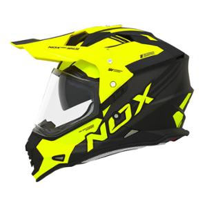 CASQUE CROSS DOUBLE ECRAN NOX N312 IMPULSE NOIR MAT / JAUNE FLUOT63-64  XXL