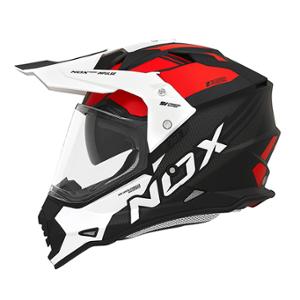 CASQUE CROSS DOUBLE ECRAN NOX N312 IMPULSE BLANC ROUGE  T59-60L