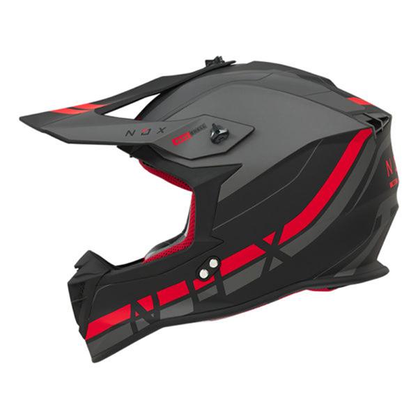 CASQUE CROSS NOX N633 AIRSHOCK NOIRMAT / ROUGE  T63-64 XXL