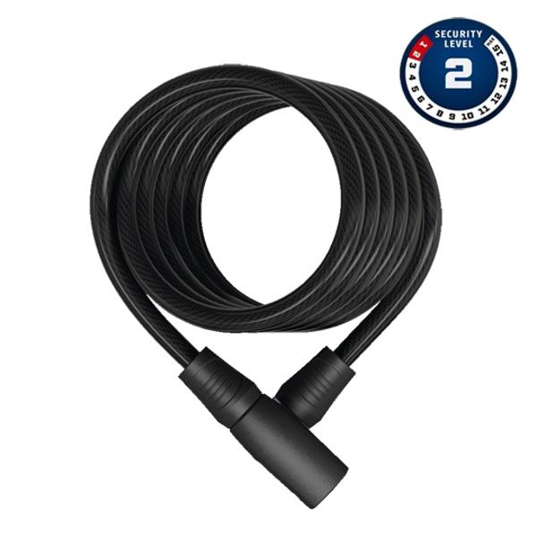 BICYCLE LOCK -SPIRAL + KEY- Ø 8 X 1.50m ABUS STAR 4508K BLACK  WITH MOUNTING