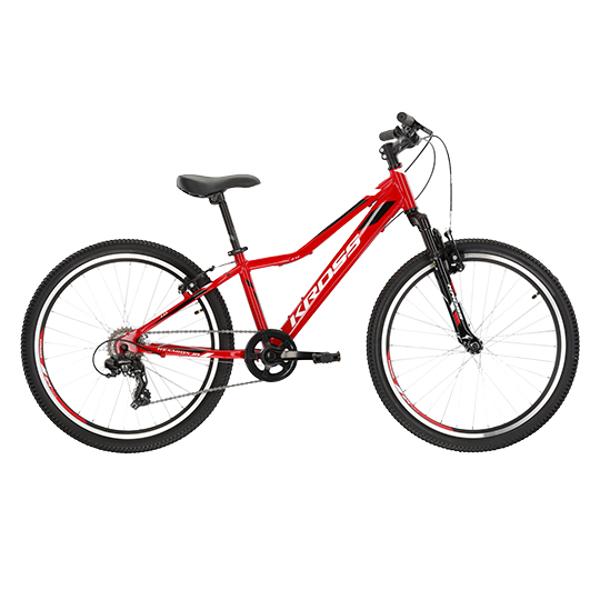 VELO VTT ENFANT 24" SEMI RIGIDE KROSS HEXAGONE JR 1.0M ALUMINIUM ROUGE / BLANC / NOIR