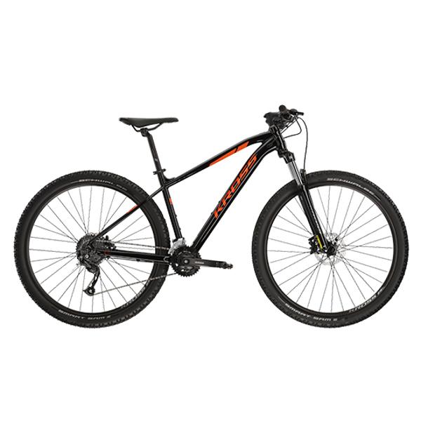 VELO VTT 29" SEMI RIGIDE KROSS LEVEL 1.0M TAILLE S (16") ALUMINIUM NOIR / ORANGE BRILLANT