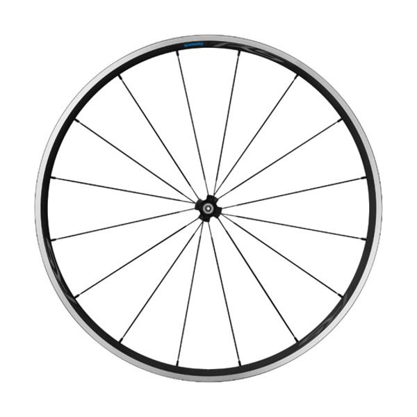 WHEEL -ROAD- 700 -FRONT- BLOCKING BLACK RIM SHIMANO RS300 SHIMANO HUB