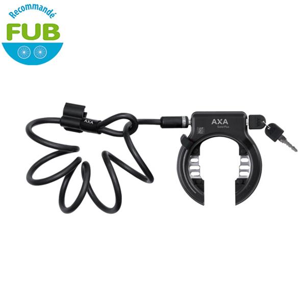 ANTIVOL VELO FER A CHEVAL AXA SOLID PLUS + CABLE A BOUCLE DIA 10 LG 150CM (OUVERTURE 58)