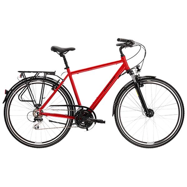 VELO VTC TREKKING  28" HOMME KROSS TRANS 3.0M TAILLE S (17") ALUMINIUM ROUGE / NOIR BRILLANT