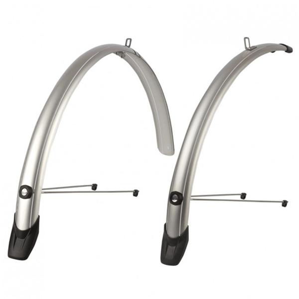 "MUD GUARD -HYBRID- 26"" POLISPORT TOWNY WITH STAYS 51mm SILVER (PAIR)                            "