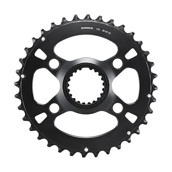 CHAINRING -MTB- DOUBLE Ø96 EXTER 36 TEETH BLACK 4 SPOKES SHIMANO ORIGIN MT610 12 GEARS