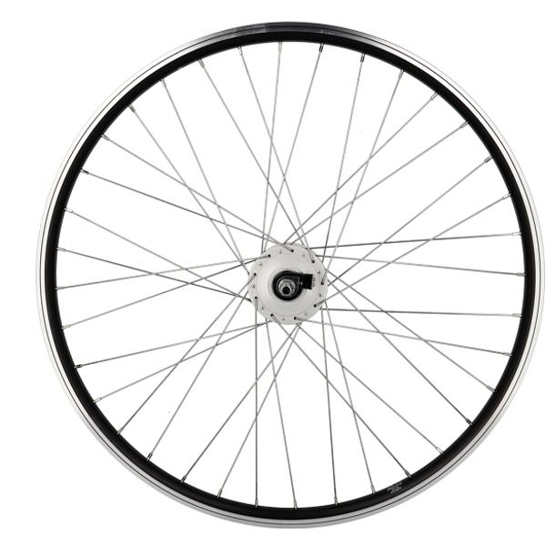 WHEEL -MTB- 26 FRONT NUT- SOLID AXEL-RIM BLACK MACH1 ER 10 HUB SHIMANO DYNAMO 6 GEARS 3.0W