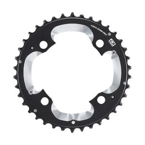 CHAINRING   -MTB- DOUBLE Ø104 EXTER 38 TEETH BLACK 4 SPOKES SHIMANO ORIGINAL XT M785 10 GEARS