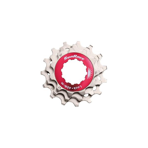 SPROCKET SUNRACE FOR CASSETTE 10 GEARS -SILVER WITH LOCK NUT (11-13-15)