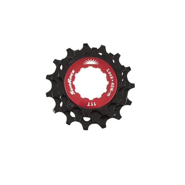 PIGNON SUNRACE POUR CASSETTE 12V NOIR AVEC CONTRE ECROU (11-13-15)