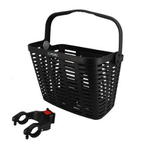 BASKET -FRONT- PLASTIC WITH CLIPS OPTIMIZ BLACK 355X260X280mm (E-BIKE MOUNTING)