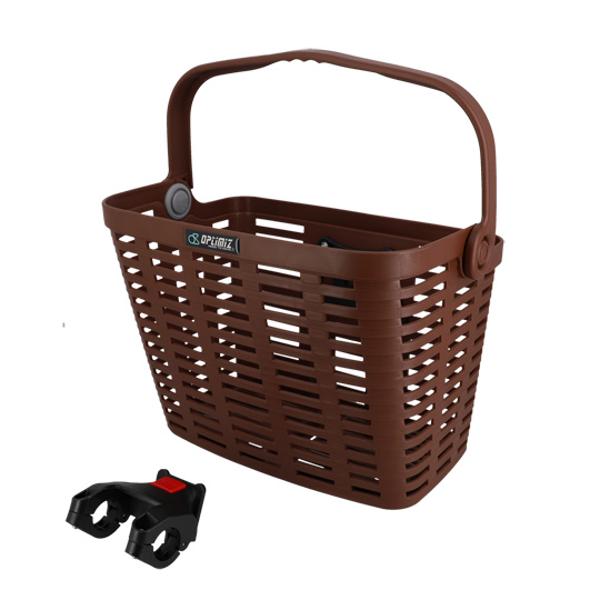 BASKET -FRONT- PLASTIC WITH CLIPS OPTIMIZ BROWN  355X260X280mm (MOUNTING 22/26/31.8mm)