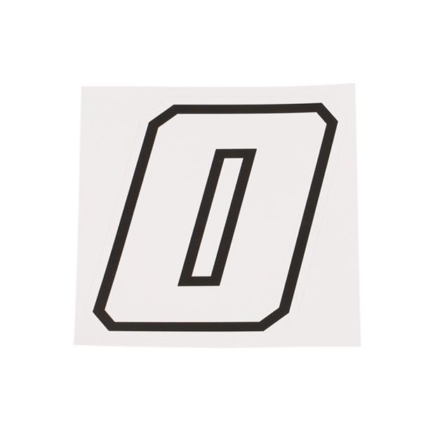 AUTOCOLANTE NÚMERO DE CARRERA MOTO 0 BLANCO CONTORNO NEGRO - ALTURA 10 CM