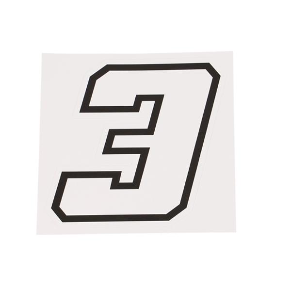 RACE NUMBER SELF ADHESIVE -MOTORCYCLE- WHITE WITH BLACK SURROUND - HIGHT 10cm (X3)