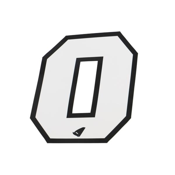 AUTOCOLLANT NUMERO CROSS 0 BLANC CONTOUR NOIR - HAUTEUR 13 CM (X5)
