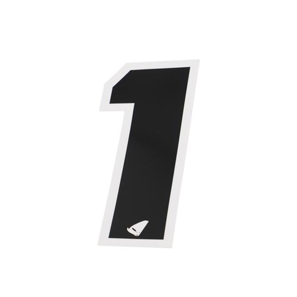 AUTOCOLLANT NUMERO CROSS 1 NOIR CONTOUR BLANC - HAUTEUR 13 CM (X5)