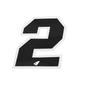 AUTOCOLLANT NUMERO CROSS 2 NOIR CONTOUR BLANC - HAUTEUR 13 CM (X5)