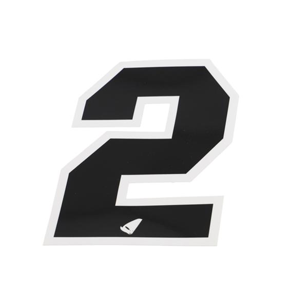 AUTOCOLLANT NUMERO CROSS 2 NOIR CONTOUR BLANC - HAUTEUR 13 CM (X5)