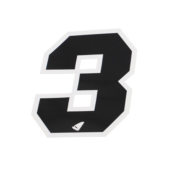 AUTOCOLLANT NUMERO CROSS 3 NOIR CONTOUR BLANC - HAUTEUR 13 CM (X5)