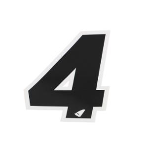 AUTOCOLLANT NUMERO CROSS 4 NOIR CONTOUR BLANC - HAUTEUR 13 CM (X5)