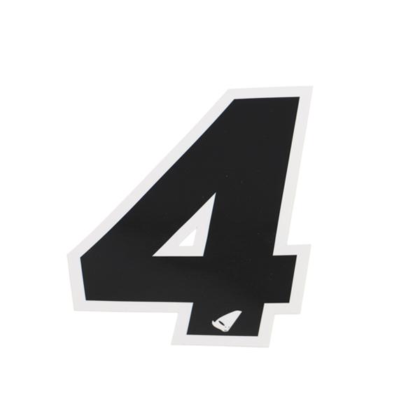 AUTOCOLLANT NUMERO CROSS 4 NOIR CONTOUR BLANC - HAUTEUR 13 CM (X5)