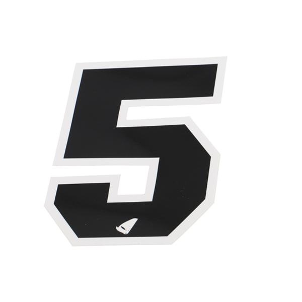 AUTOCOLLANT NUMERO CROSS 5 NOIR CONTOUR BLANC - HAUTEUR 13 CM (X5)