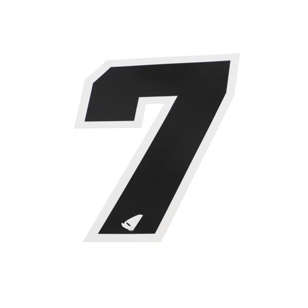 NUMBER STICKER CROSS 7 BLACK WITH WHITE CONTOUR - HEIGHT: 13cm   (X5)