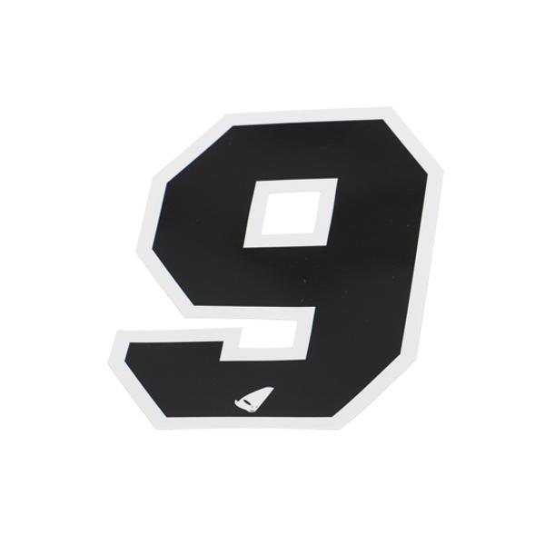 AUTOCOLLANT NUMERO CROSS 9 NOIR CONTOUR BLANC - HAUTEUR 13 CM (X5)