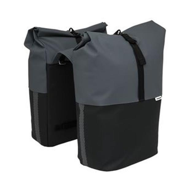 BOLSA BICICLETA PORTAEQ CON PUENTE NEWLOOXS NYBORG DOBLE GRIS OSCURO/NEGRO-34 LITROS-300X