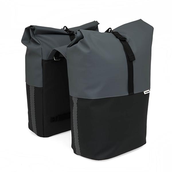 BOLSA BICICLETA PORTAEQ CON PUENTE NEWLOOXS NYBORG DOBLE GRIS OSCURO/NEGRO MIK-34 LITROS -